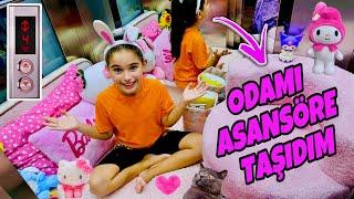 ELİF SİNEM ODAMI ASANSÖRE TAŞIDIM !! GECE ASANSÖR ODADA UYUYACAK !!