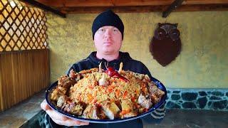 Delicious Lamb Pilaf (Pilau) | Uzbek Pilaf Receipe (no talk) | village cooking