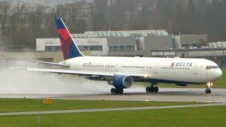 Delta Boeing 767-400 Wet Takeoff - Huge Spray!