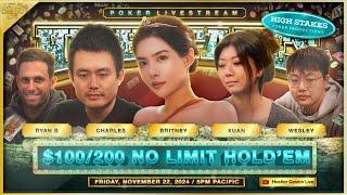 HIGH STAKES POKER w/ Britney, Xuan, Wesley, Charles & Mike X - Commentary by Charlie Wilmoth