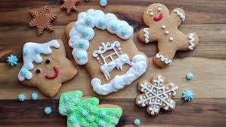 Christmas tree gingerbread - decorated icing cookies.