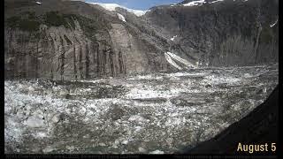 Time-lapse images of Alaska glacial lake basin during outburst flood