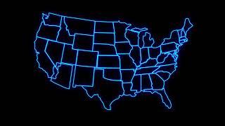 USA, Map of states  Animation on a transparent background, alpha channel