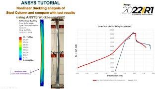 Nonlinear Buckling analysis of Steel Column and compare with test results using ANSYS Workbench 2022