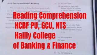 Reading Comprehension, all Test, HCBF PU, Hailly College of Banking & Finance 2