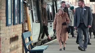 Queen Arrives in Norfolk's Kings Lynn Station