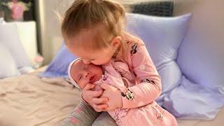 Baby Meets Newborn for the First Time - Cute Baby Videos