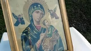 ANTIQUE 1930's S. Maria De Perpetuo Succursu Blessed Virgin Mary holding Jesus PRINT