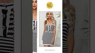 KRE Prime Women Striped Straight Neck Bodycon Dress