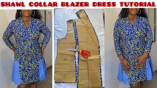 HOW TO CUT AND SEW A BLAZER DRESS / Shawl Collar Double Breasted Blazer Dress Tutorial