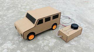 How to make cardboard RC car  with dc  Dynamo motor and 9 v battery  -at home.