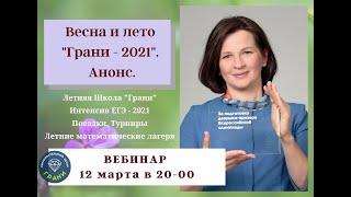 Весна и лето - 2021. Анонс мероприятий школы "Грани" и других математических школ