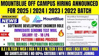 MountBlue Direct Test Hiring | Exam Ongoing | OFF Campus Drive For 2025 | 2024 | 2023 | 2022 Batch