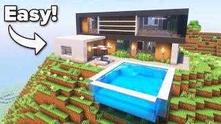 Minecraft: How to Build a Modern House with Pool | Tutorial