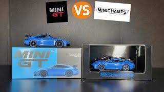 Mini GT vs Minichamps! Porsche 911 GT3 - Shark Blue - COMPARISON