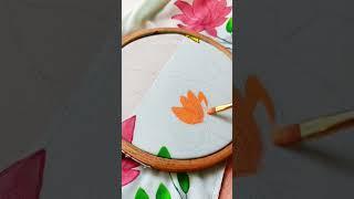  Full Tutorial Fabric Painting | Saree Painting #fabricpainting #sareepainting #fabriccolours #hoop