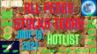 All Penny Stocks Listed in order Today US Stock Market - June 15, 2021  Market Close Results Post