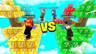 MINECRAFT 1v1v1v1 *OVERPOWERED* LUCKY BLOCK BATTLE with MooseCraft! - Minecraft Mods