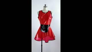 Sexy Clear PVC Tank A-line Dreess Waterproof Transparent with Apron Mini Flared Dress Cosplay Maid