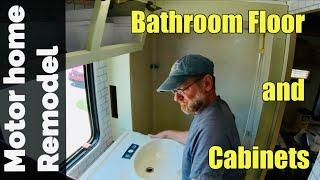 Floor and Cabinets: Episode 9 #bornfree #rvrenovation #bathroomdesign