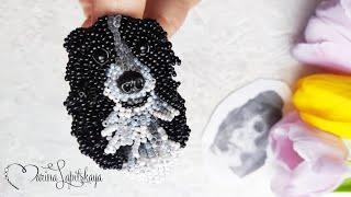  How to make a beaded brooch “Dog from a photo” (master class “Mongrel”)