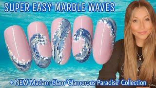  Easy marble wave nails | Summer nail art design | Beach Blue Sea | Madam Glam Glamorous Paradise