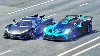 Bugatti Bolide vs Koenigsegg Jesko Absolut - Drag Race 20 kM