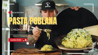 Unlocking a secret family recipe: creamy poblano and corn pasta. 
