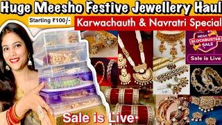 Huge Meesho Jewellery Haul Under ₹450| Karwachauth special jewellery Haul| Chuda Set,jhumka,Necklace