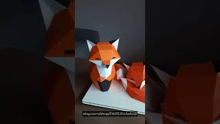 FOX Papercraft  Low Poly Little Foxes [template link in description] #papercraft