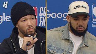Jalen Brunson & KAT talk Game 4 LOSS vs Pacers, FULL Postgame Interview