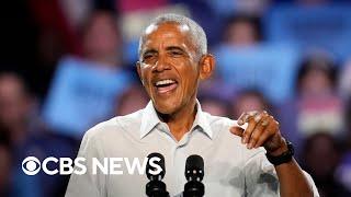 Obama raps Eminem's "Lose Yourself" at Detroit Harris-Walz rally