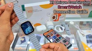 X9 Unique Combination Ultra Smart Watch Unboxing | Features | Connection Guide | Hindi |