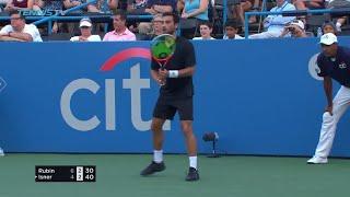 FUNNY: Noah Rubin's shoe falls apart mid-match! | Citi Open Washington 2018