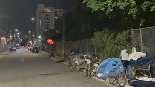 Miami Overtown Homeless Camps At Night