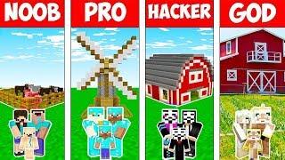 Minecraft: FAMILY FARM HOUSE BUILD CHALLENGE - NOOB vs PRO vs HACKER vs GOD in Minecraft Animation