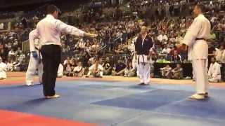 Sensei Anthony Ryan GKR Karate World Cup 2015 Liverpool Open Male Kumite. Double ippon! Shihan block