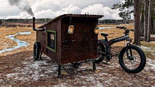 COLD NIGHT IN A BIKE CAMPER by the Mississippi River!