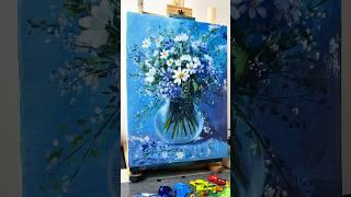 Painting a Beautiful Vibrant Flower Bouquet in a Vase #huyhoihoaart #acrylicpainting