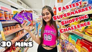 Fastest 30 Min SuperMarket Shopping Challenge By Bindass Kavya With Mummy ‍️Pass Or Failed?