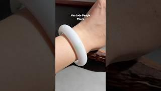 #0272 White Yellow Flower Green Jade Bangle Size 55.3 #huajade #jewelry #handmade #jade