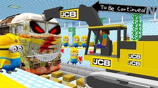 how this NEW JCB EXCAVATOR evacuate SCARY METRO TRAIN from ICE RAILWAY STATION in Minecraft ?