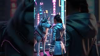 Хаски и девочка на крыше будущего  #neronowru #креатив #шортс