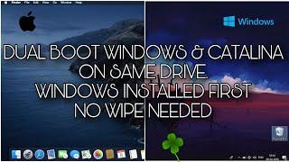 Dual Boot Windows & Catalina on Same Drive | No Data Loss | Windows Installed First |