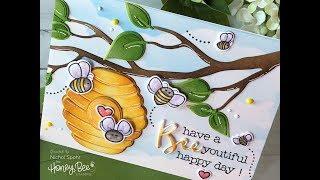 Honey Bee Stamps | Bee Hive Scene Card
