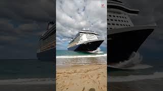 Cruise Ship Loses Control Near a Crowded Beach Area!