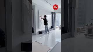 Sintered stone TV background wall design#tvwall #walldecor #wallpanels #buildingmaterials