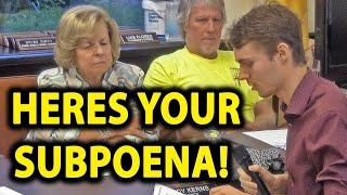 KEEDYSVILLE ATTY ORDERS PROCESS SERVER NOT TO SERVE SUBPEONA- EMBERASSMENT TOWN HALL PUBLIC COMMENT?