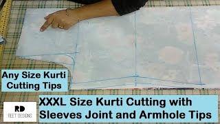 Plus Size Kurti cutting with Armhole Tips || XXL Kurti cutting in Easy Way