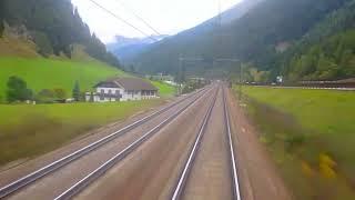 Rear window of a train heading south from Bolzano